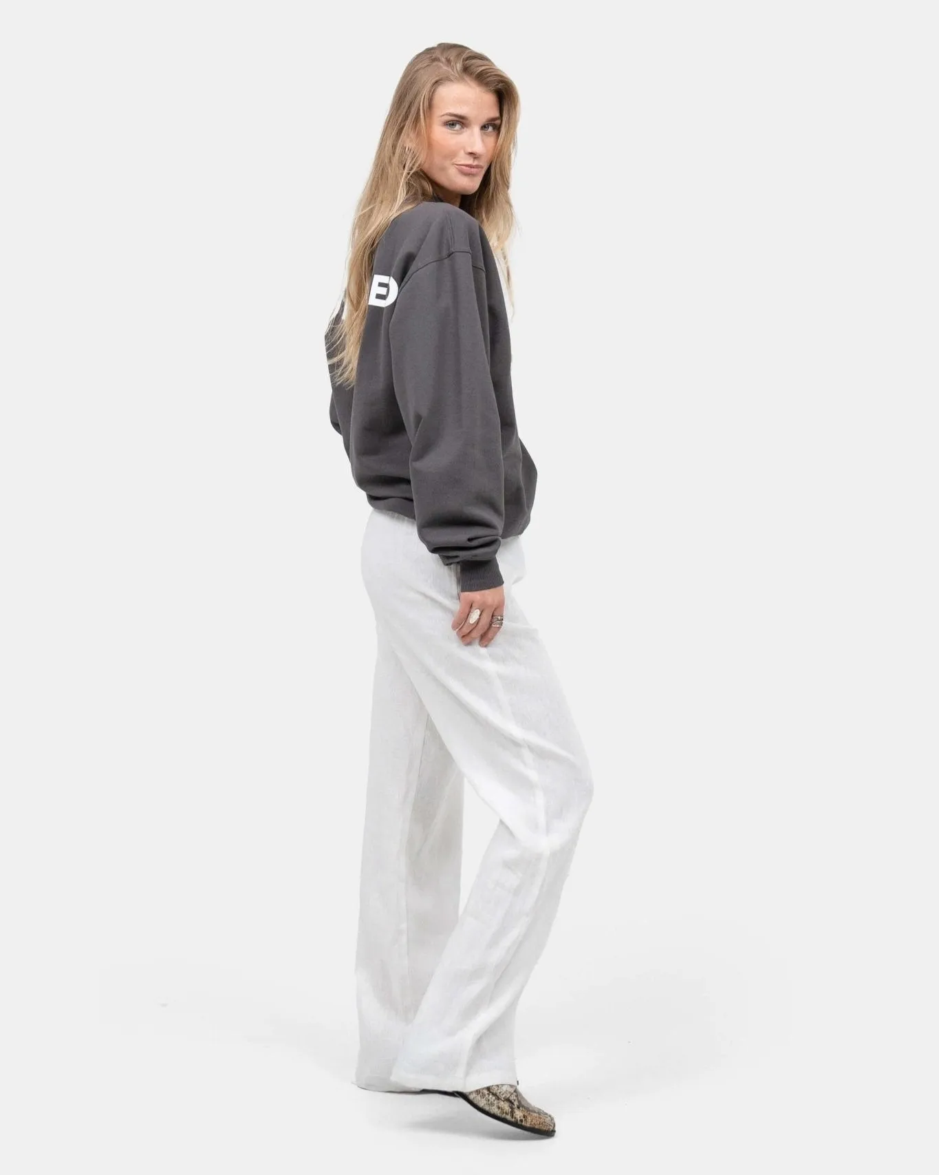 Linen Pants High-waisted White