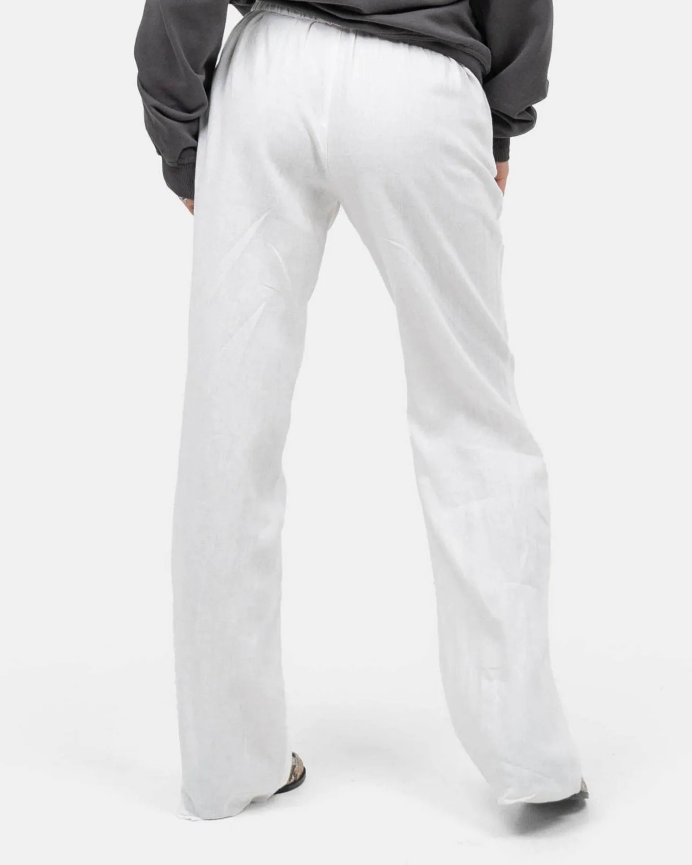 Linen Pants High-waisted White