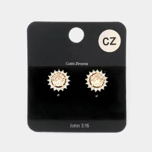 Little Girls Light Topaz Round Stud Earrings  | Small Earrings for Little Girls | 428531