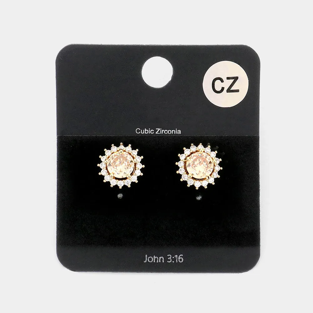 Little Girls Light Topaz Round Stud Earrings  | Small Earrings for Little Girls | 428531