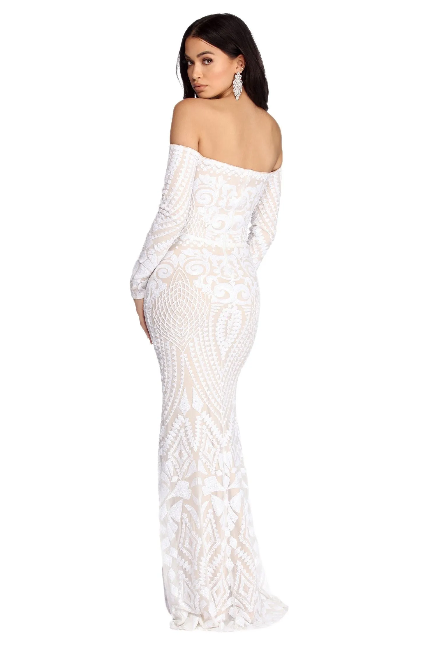 Lizzie Formal Stylish Sequin Scroll Dress