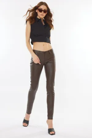 Low Rise Faux Leather Pants