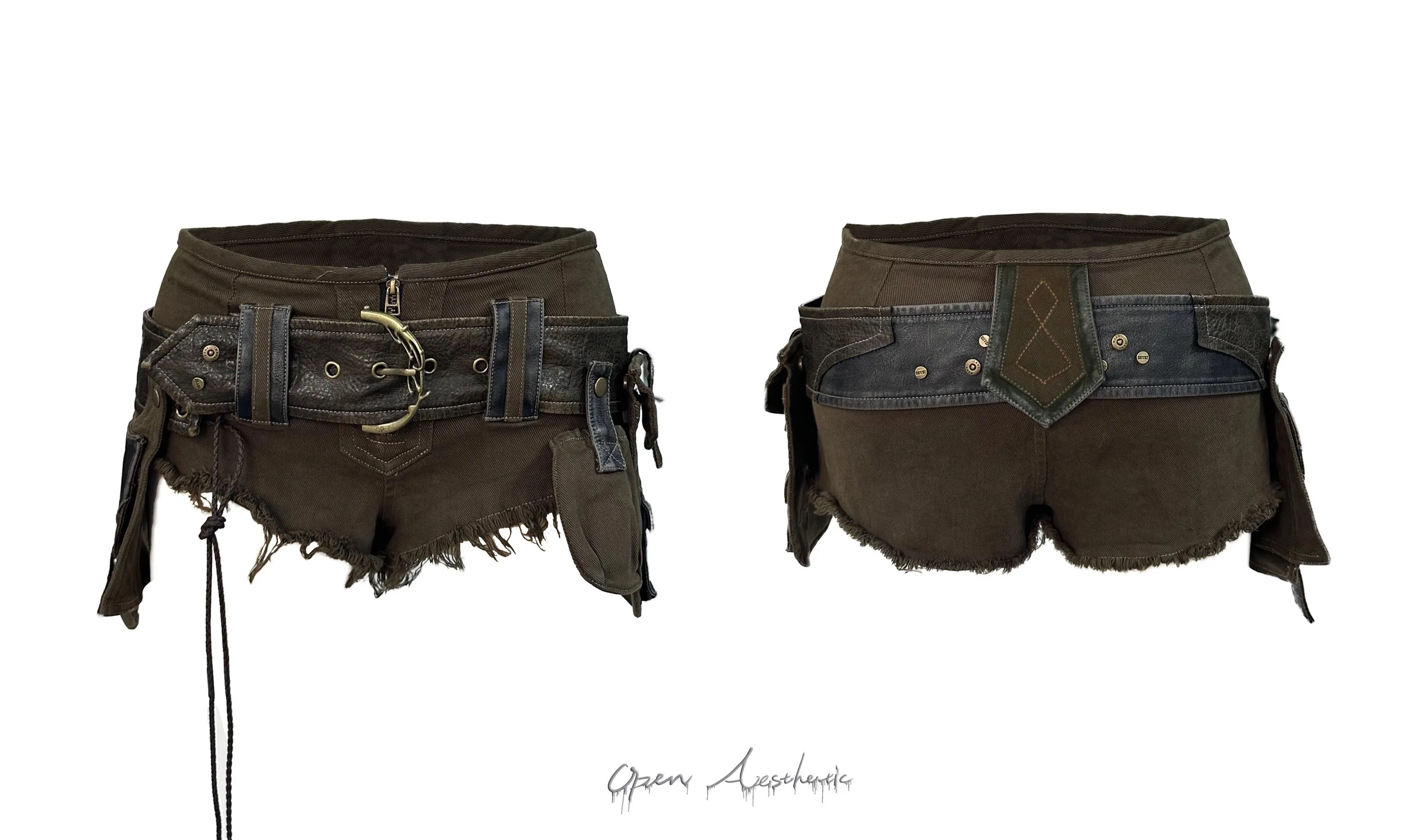 low rise shorts with belt