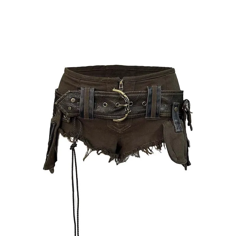 low rise shorts with belt