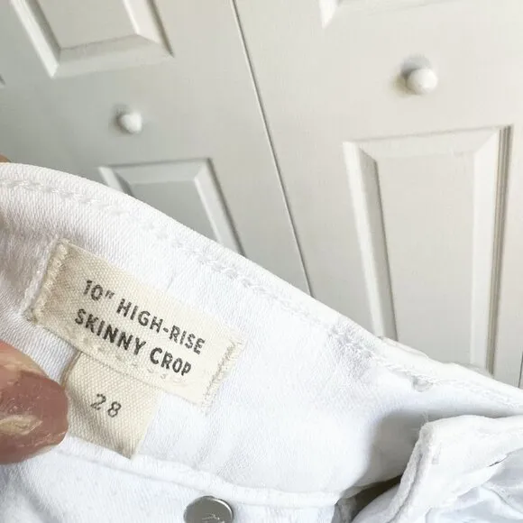 Madewell Pure White Button Front High-Rise Skinny Crop Jeans Women's Size 28