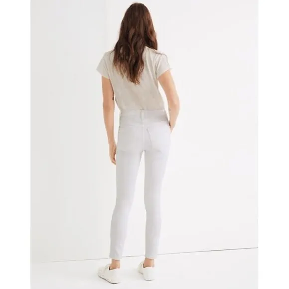 Madewell Pure White Button Front High-Rise Skinny Crop Jeans Women's Size 28