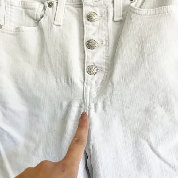 Madewell Pure White Button Front High-Rise Skinny Crop Jeans Women's Size 28