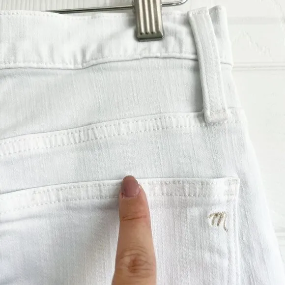 Madewell Pure White Button Front High-Rise Skinny Crop Jeans Women's Size 28