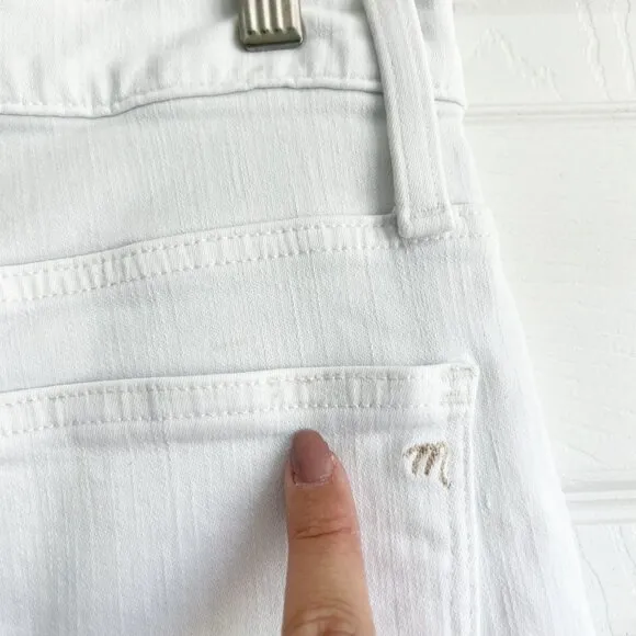 Madewell Pure White Button Front High-Rise Skinny Crop Jeans Women's Size 28