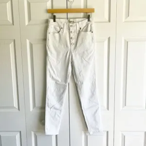 Madewell Pure White Button Front High-Rise Skinny Crop Jeans Women's Size 28