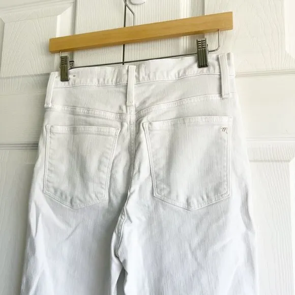 Madewell Pure White Button Front High-Rise Skinny Crop Jeans Women's Size 28