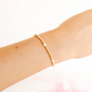 Madi Beaded Bracelet in Gold: Extended 7.25 inch