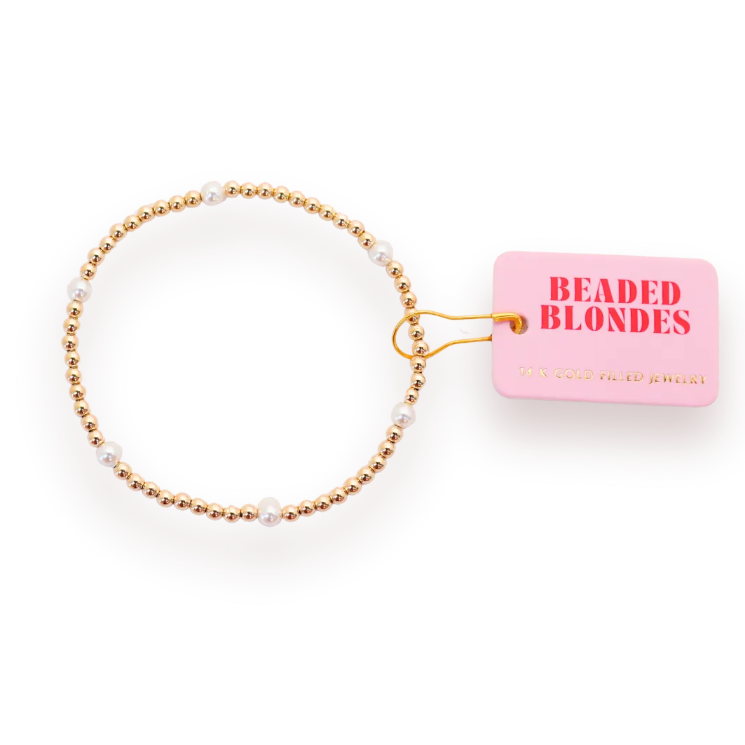 Madi Beaded Bracelet in Gold: Extended 7.25 inch