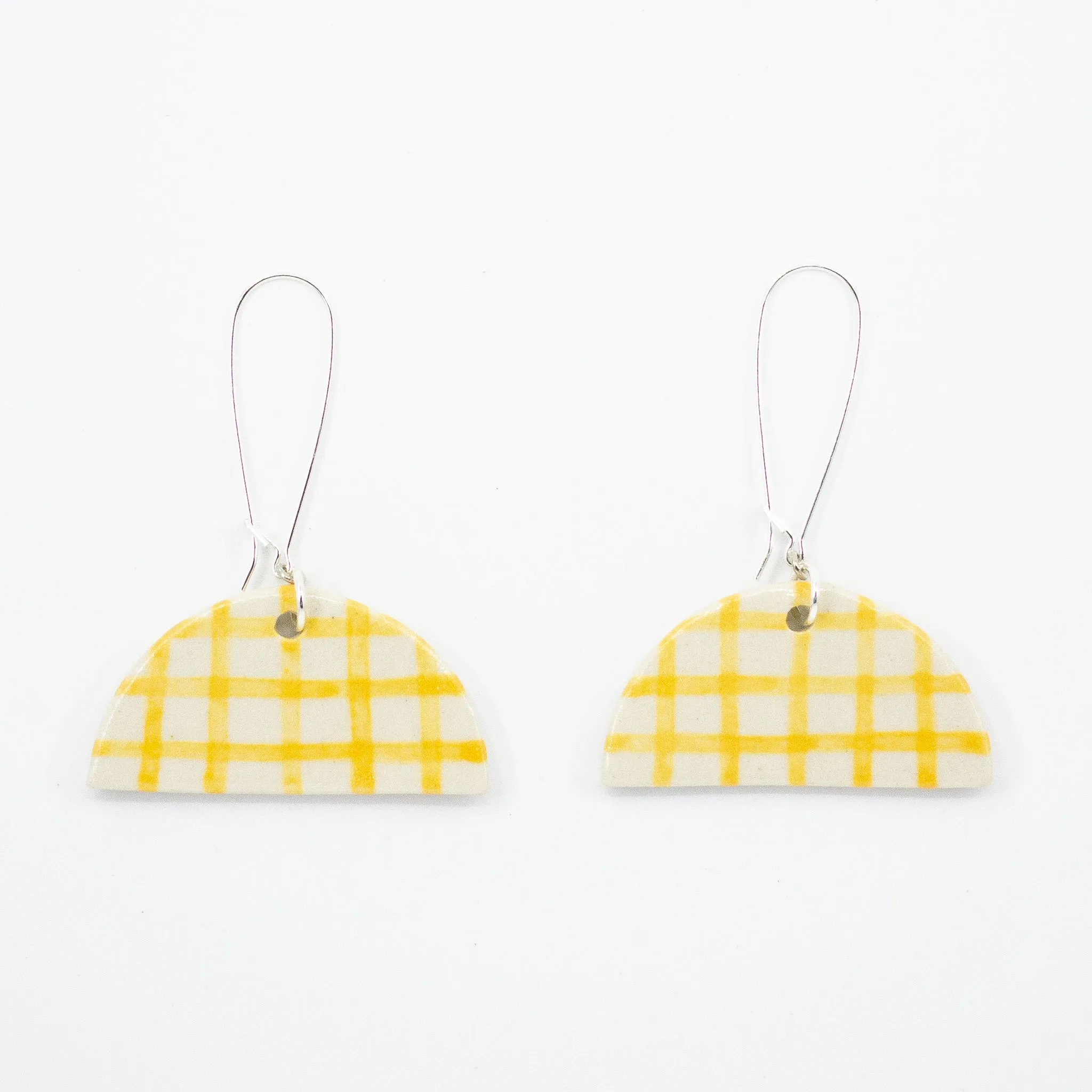 MANGO GINGHAM HALF MOON EARRINGS