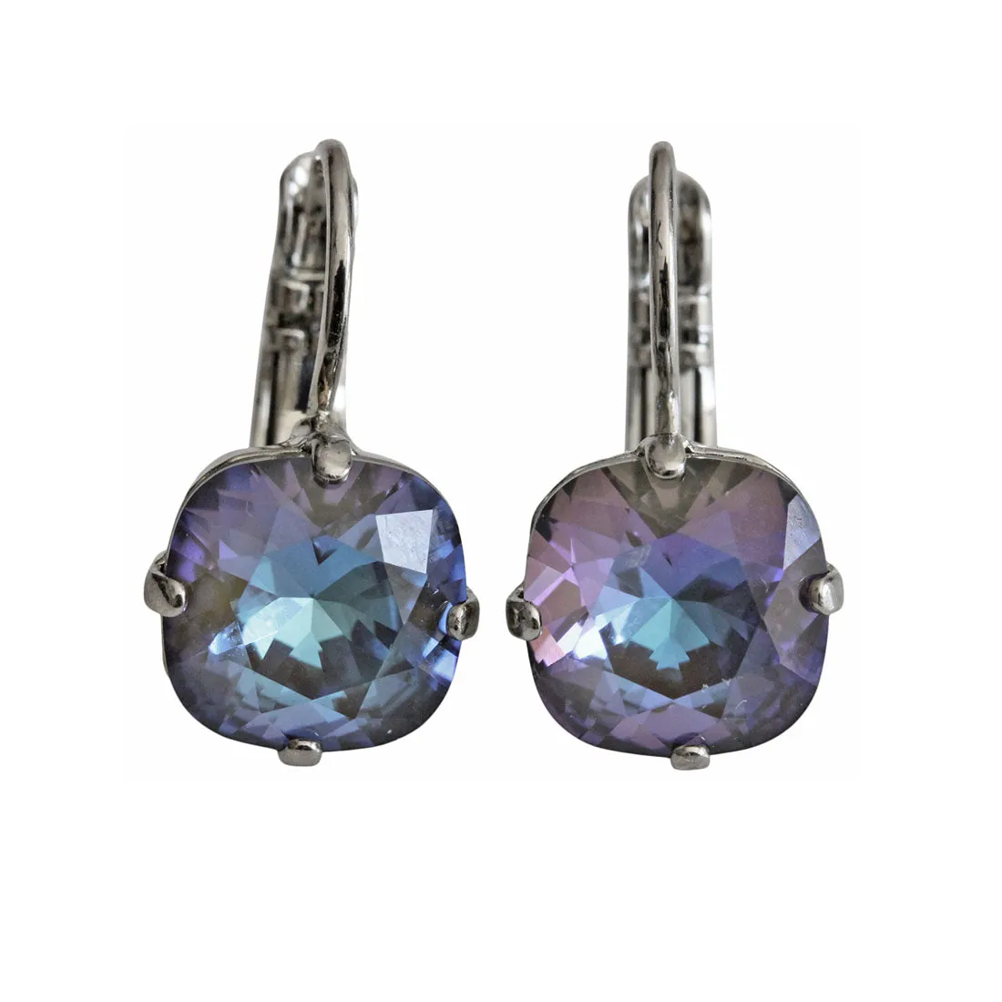 Mariana "Sun-Kissed Midnight" Rhodium Plated Small Cushion Cut Crystal Earrings, 1470/1 137ro