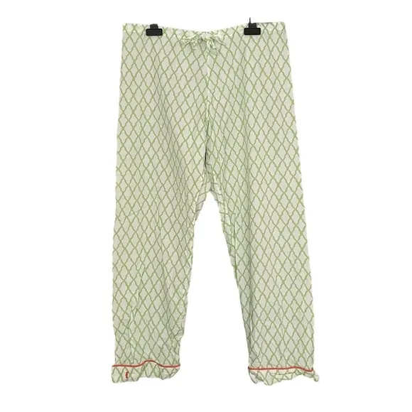 MARIGOT Cotton Pyjama Bottoms Print White Green S