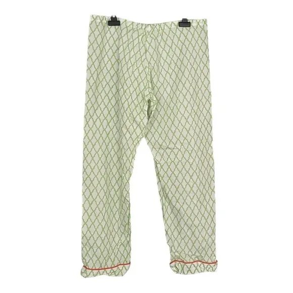 MARIGOT Cotton Pyjama Bottoms Print White Green S