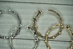 Medium Gold Plated Multi-Star Circle Push Back Earrings 200-08 | Erika Williner Designs