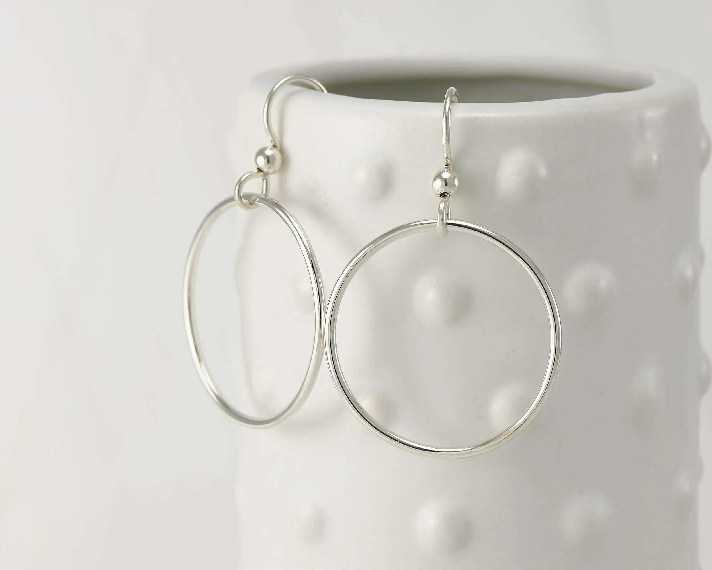 Medium Silver Hoop Earrings