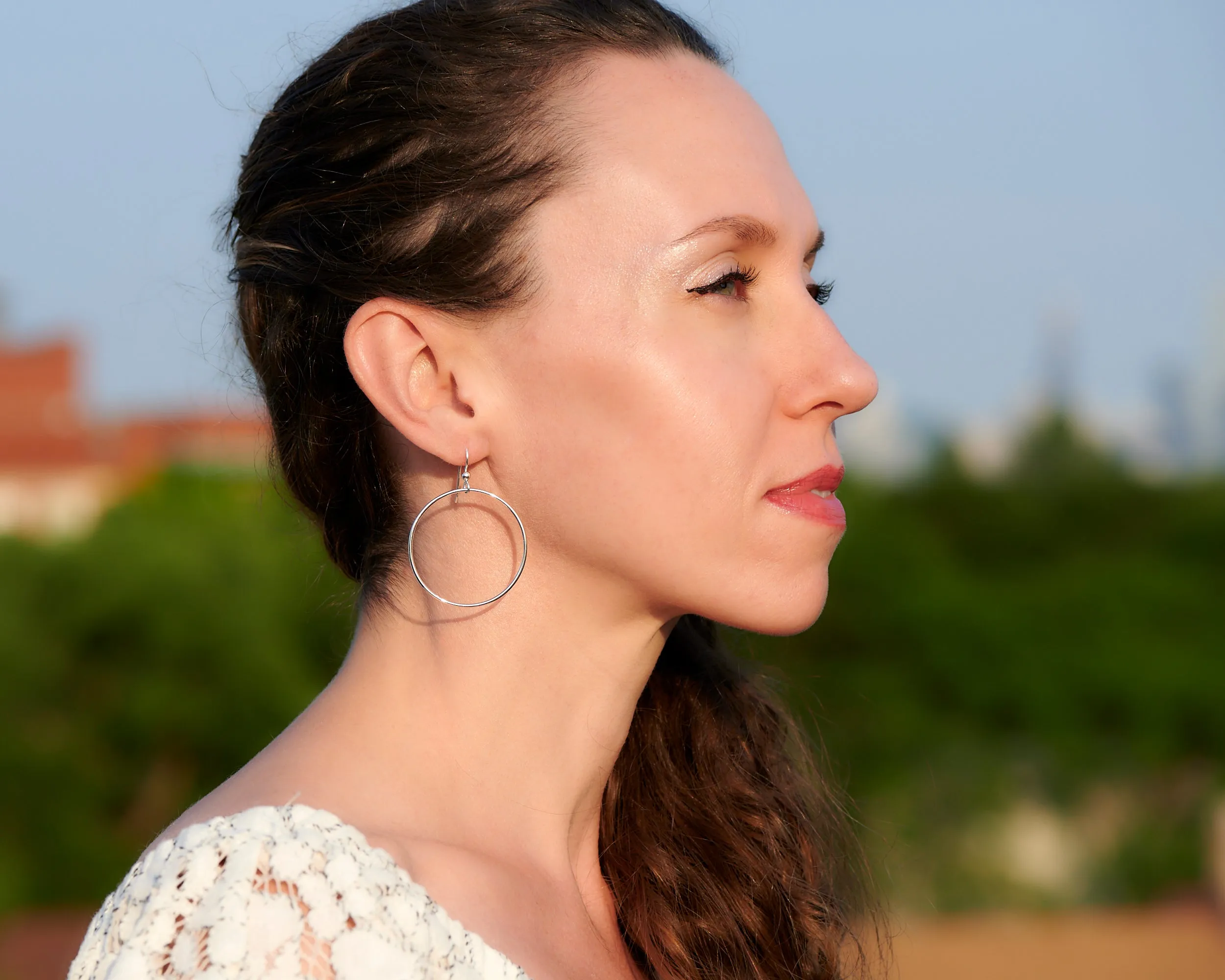 Medium Silver Hoop Earrings