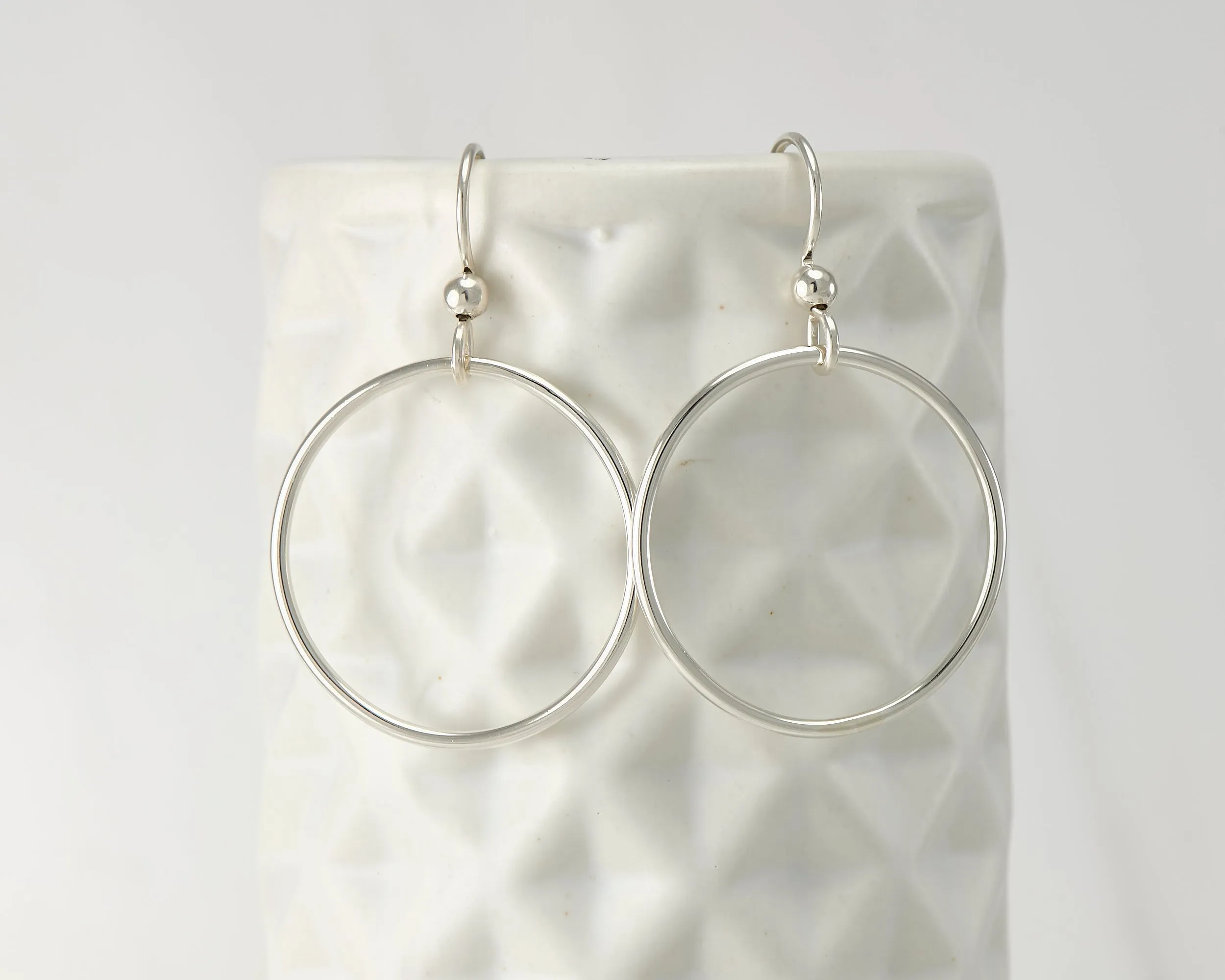 Medium Silver Hoop Earrings