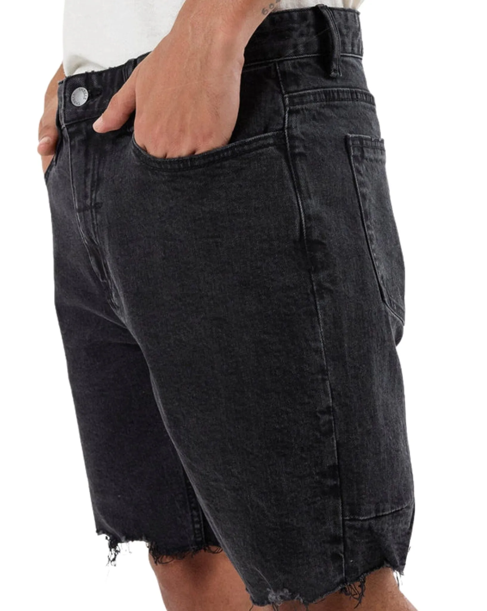 Mens Bones Denim Short - Aged Black