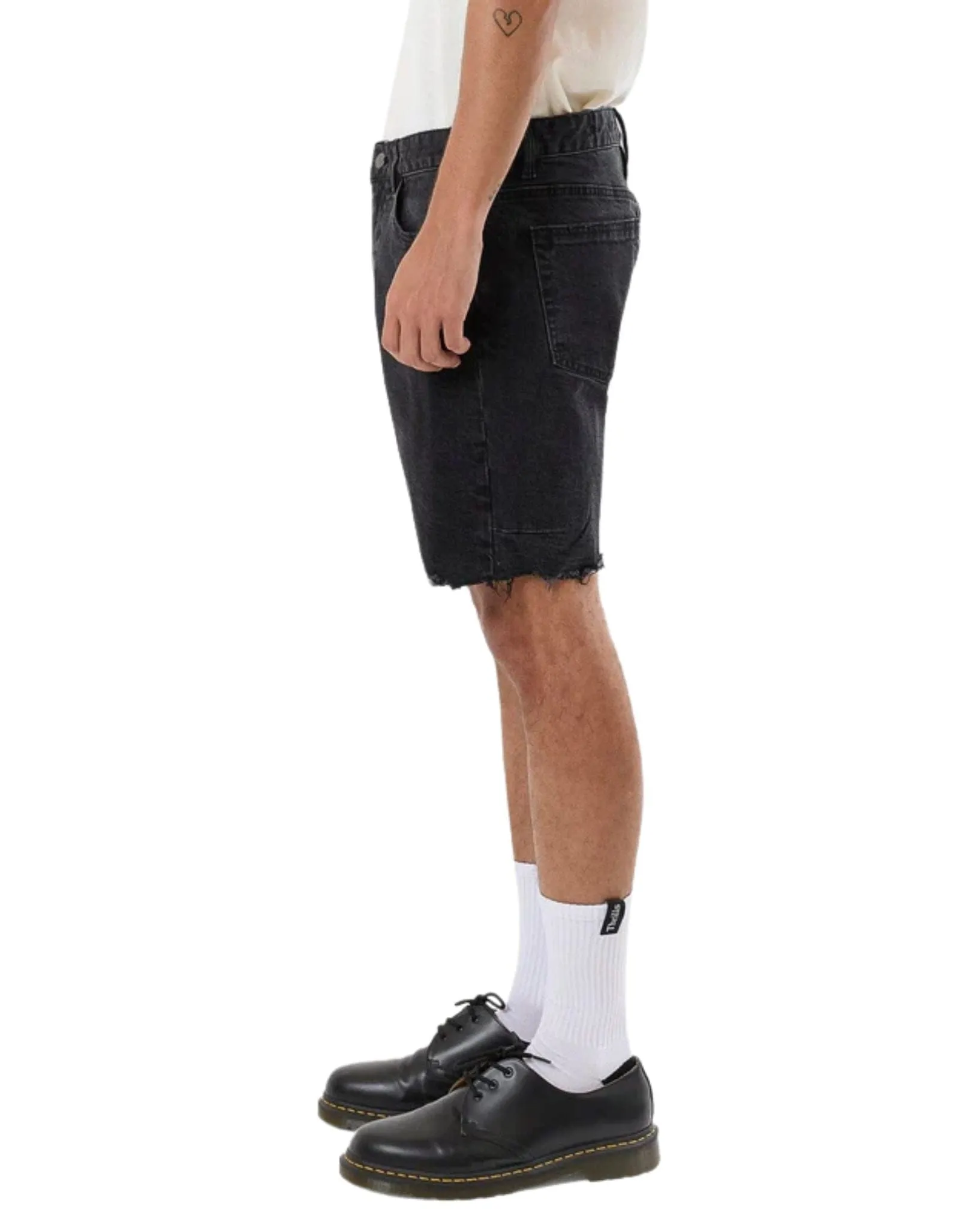 Mens Bones Denim Short - Aged Black