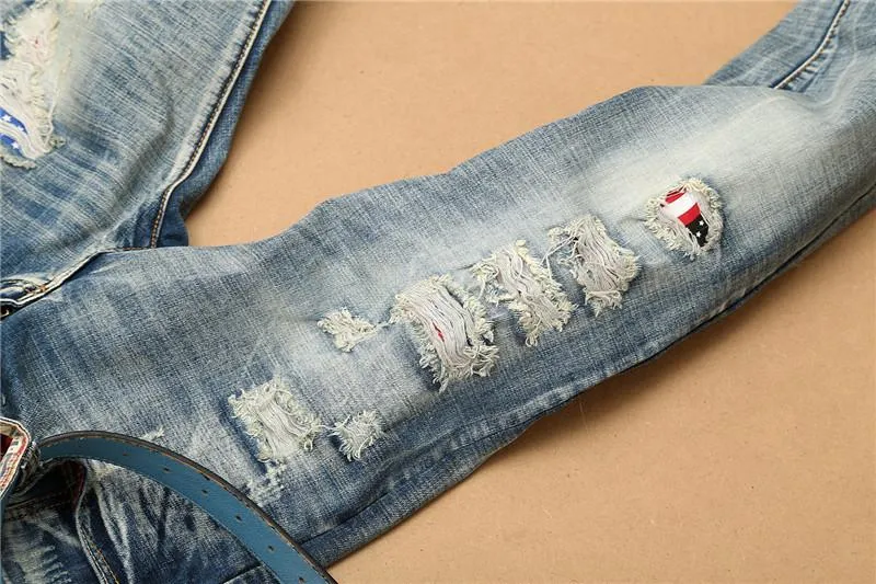 Men's Light Blue Straight Leg Jeans