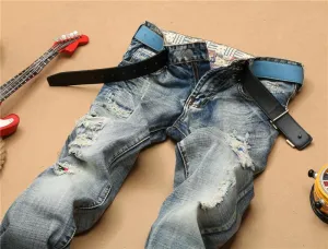 Men's Light Blue Straight Leg Jeans