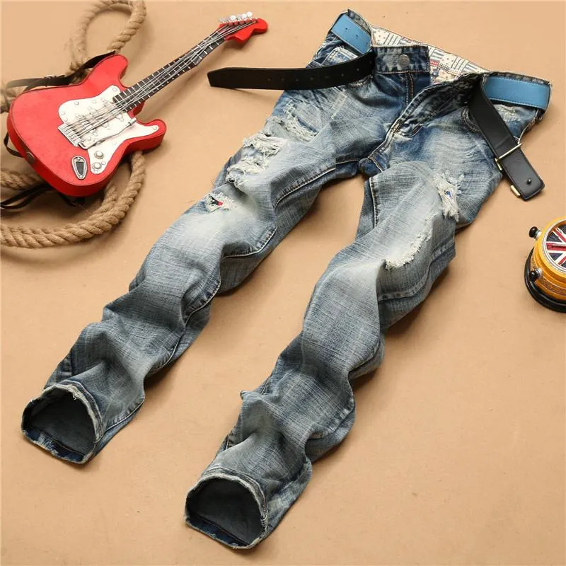 Men's Light Blue Straight Leg Jeans