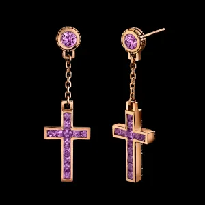 Metal Noir Signature Collection Drop Down Stud   Cross Earrings