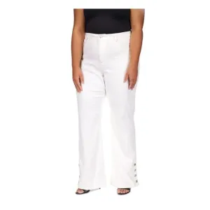 MICHAEL KORS Womens White Zippered Button-hems High Waist Jeans Plus 16W