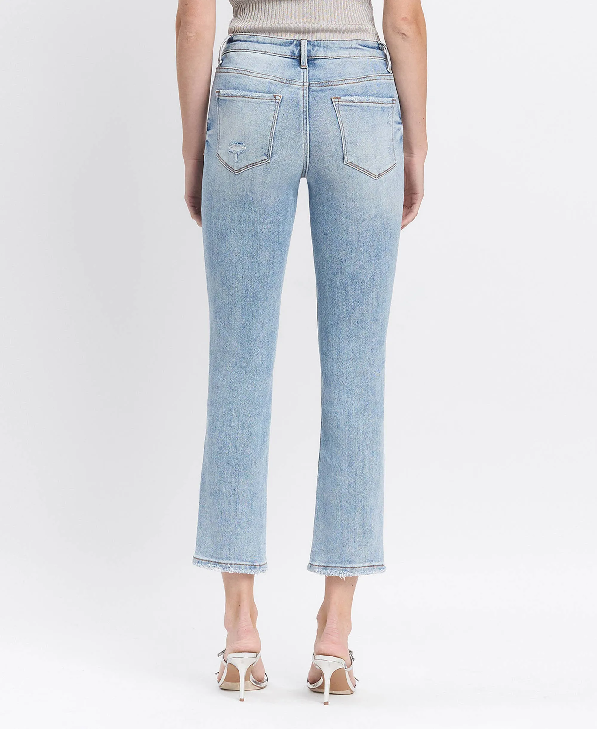 Mid Rise Crop Slim Straight Jeans
