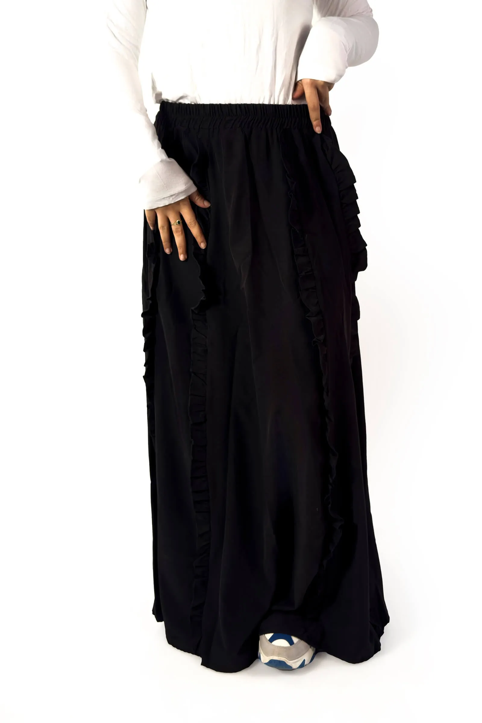 Midnight Noir Ruffle Maxi Skirt