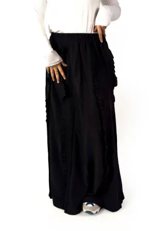 Midnight Noir Ruffle Maxi Skirt