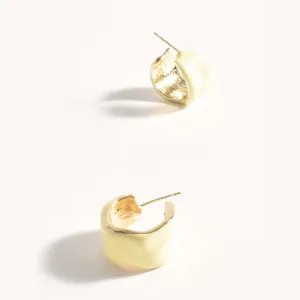 Mini Enamel Metal Hoop Earrings (Yellow)