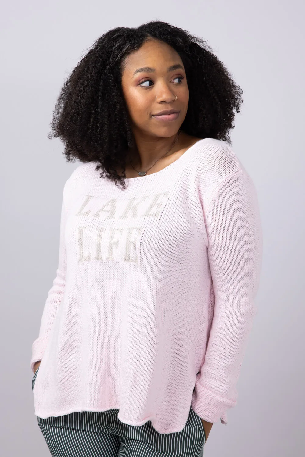 Miracle Lake Life Lightweight Sweater for Women in Blush/Beige | F139-BLUSHBEIGE