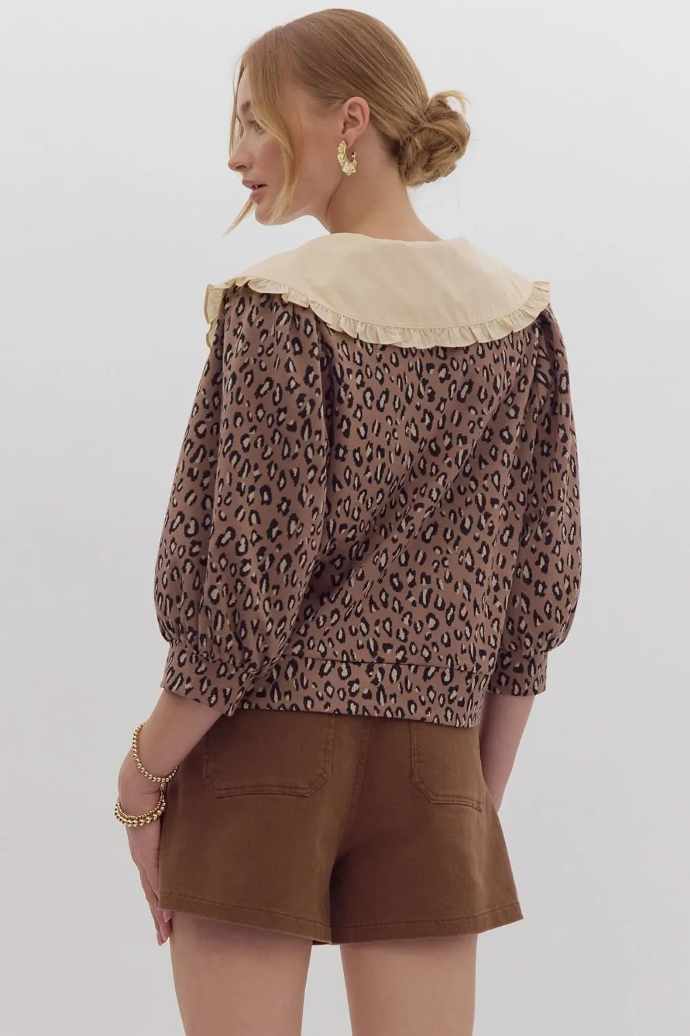 Mocha Leopard Collar Top