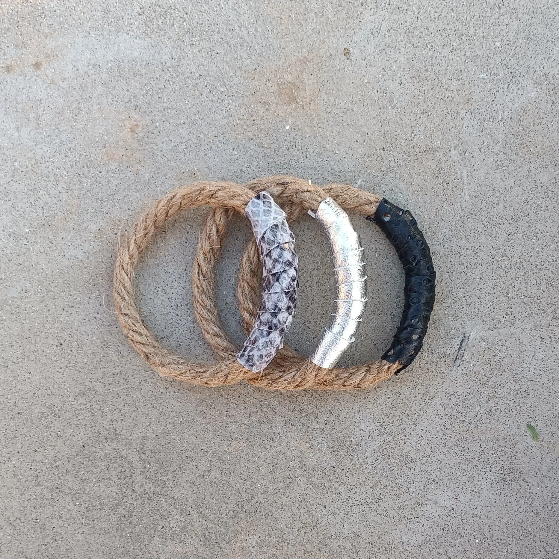 Mojo Rope and Leather Bangles - Set of 3