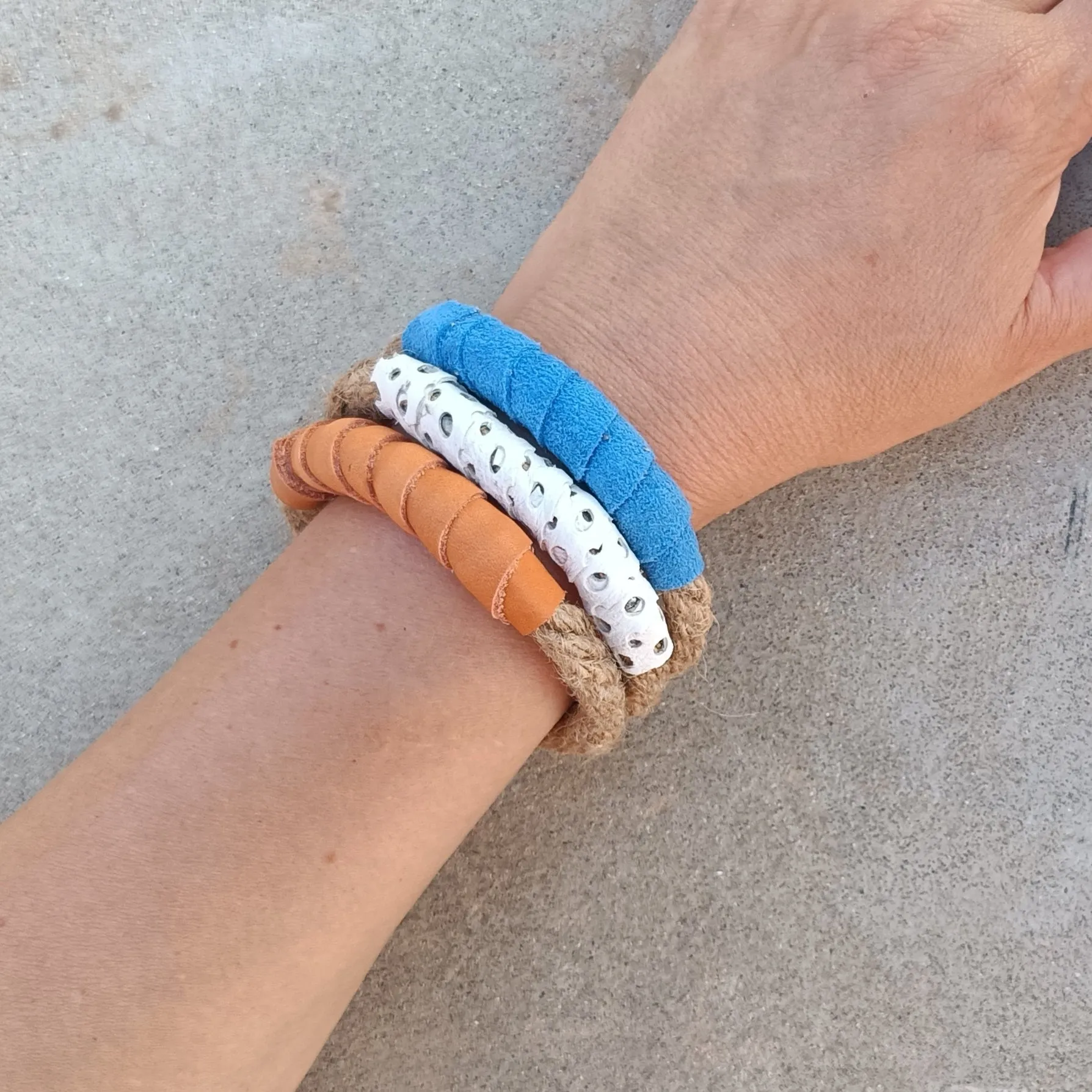 Mojo Rope and Leather Bangles - Set of 3