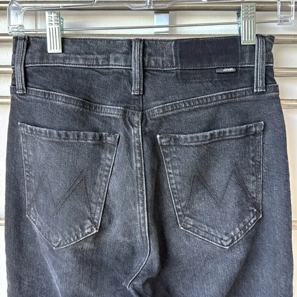 Mother Superior Jeans the Tomcat Black Denim Straight High Rise Lies 24