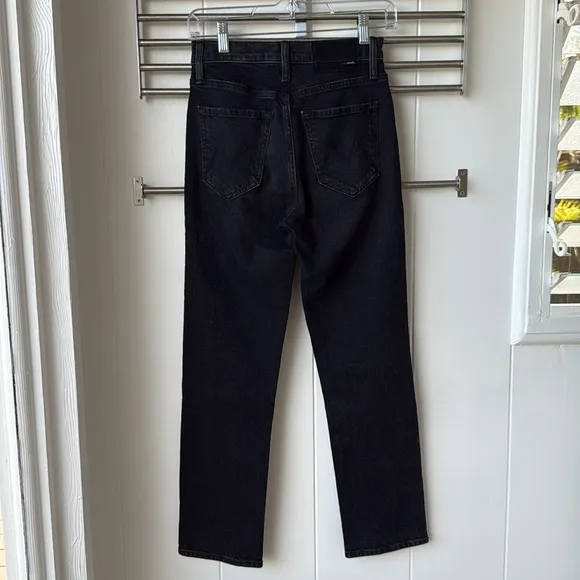 Mother Superior Jeans the Tomcat Black Denim Straight High Rise Lies 24