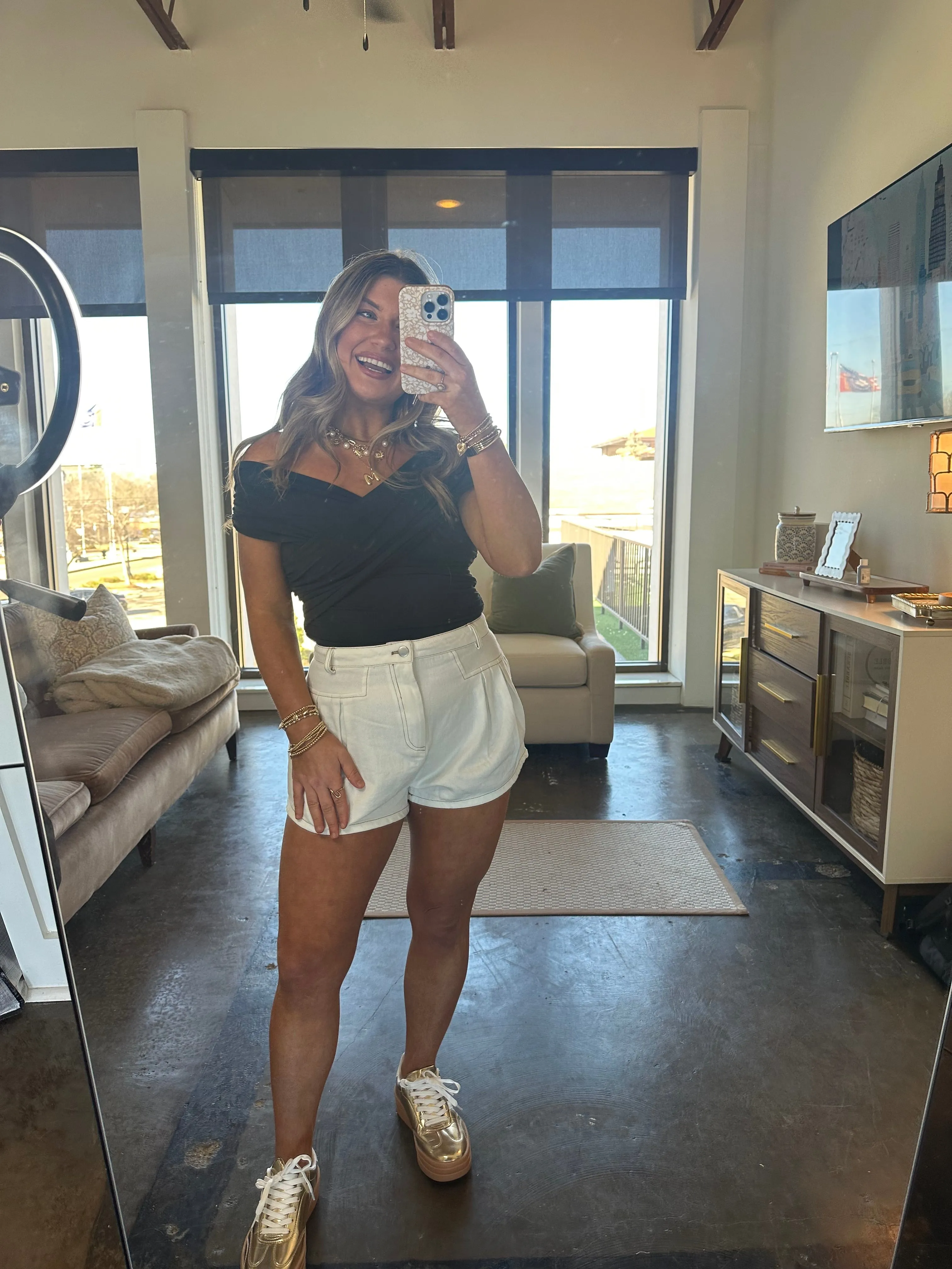 Nantucket Pleat white Denim Shorts