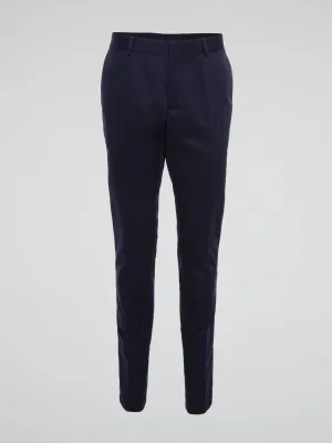 Navy Tapered Suit Pants