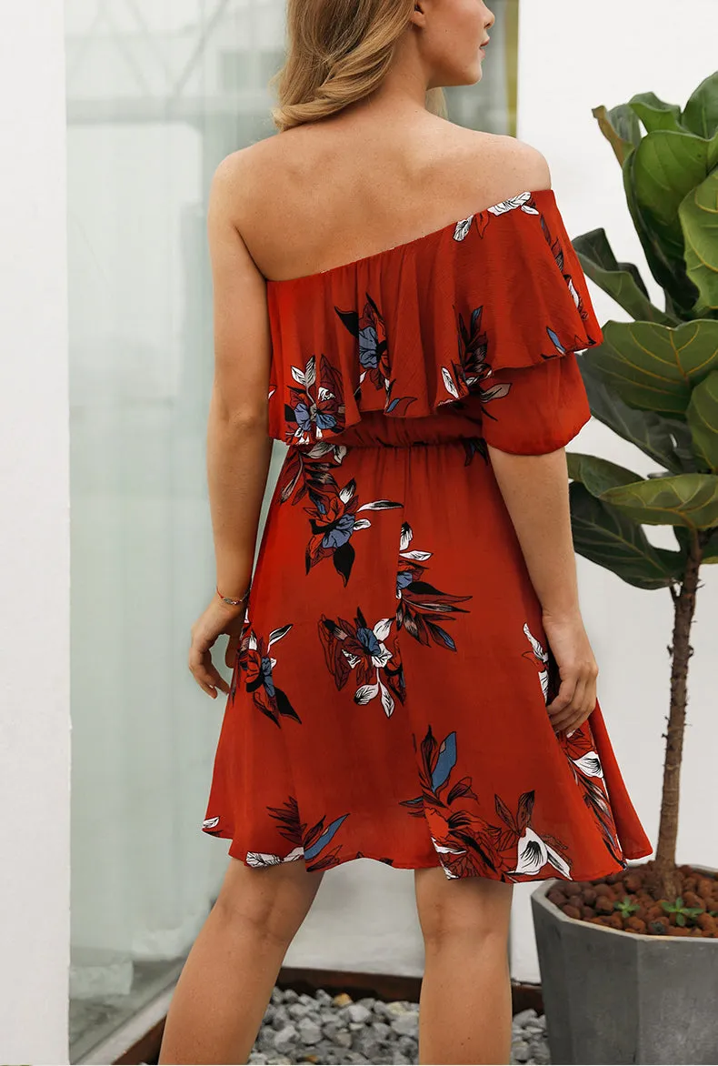 New Bohemian Printed Braised High Waist Dress