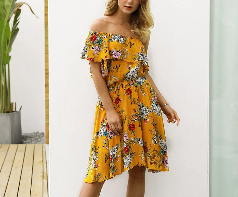 New Bohemian Printed Braised High Waist Dress
