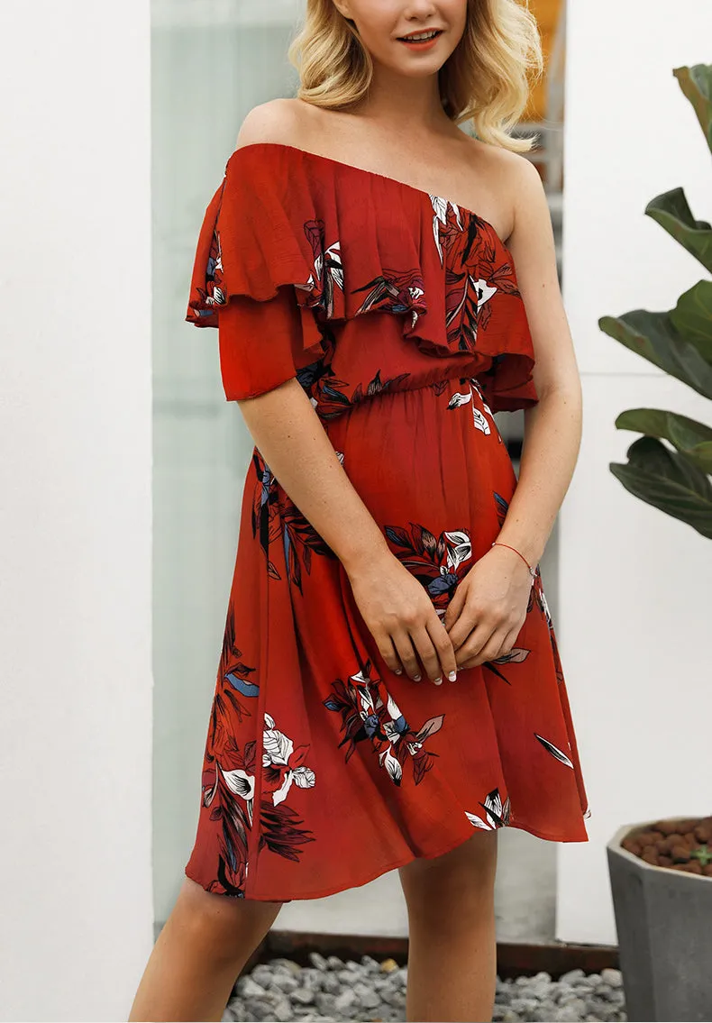 New Bohemian Printed Braised High Waist Dress