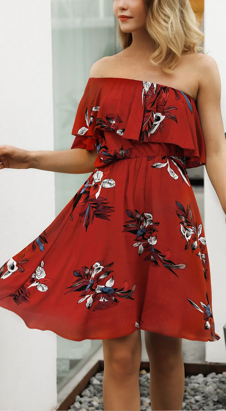 New Bohemian Printed Braised High Waist Dress