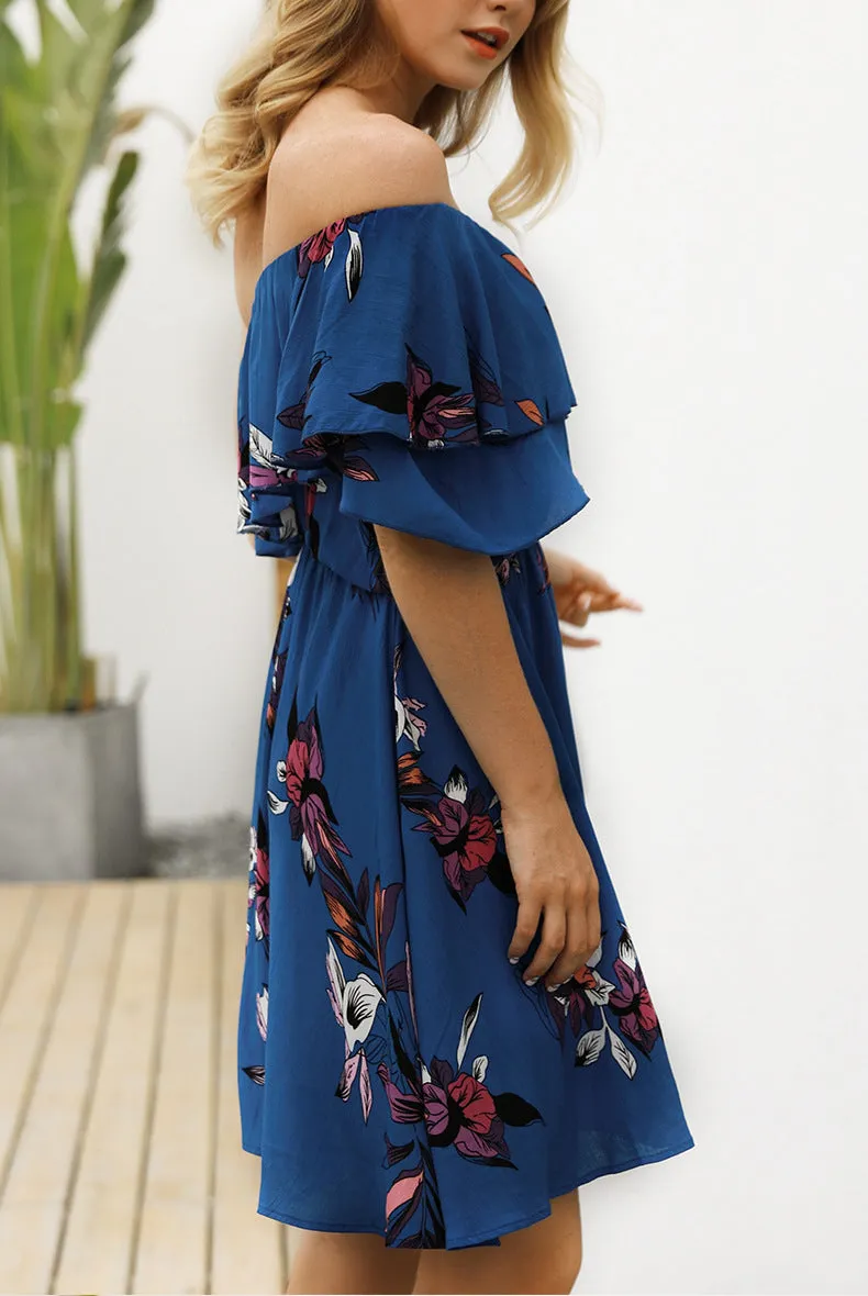 New Bohemian Printed Braised High Waist Dress