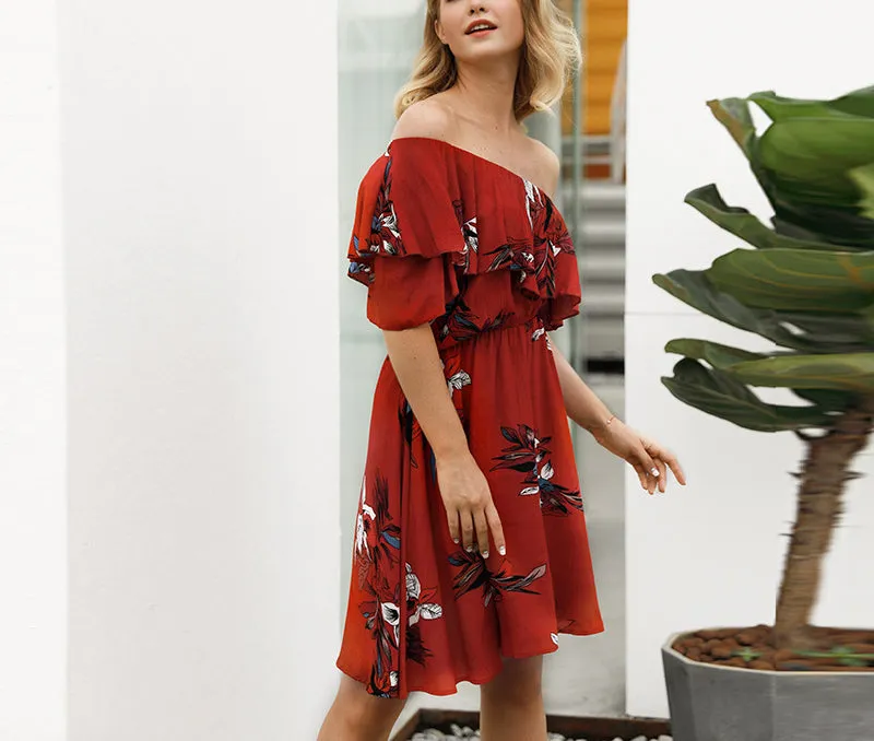 New Bohemian Printed Braised High Waist Dress